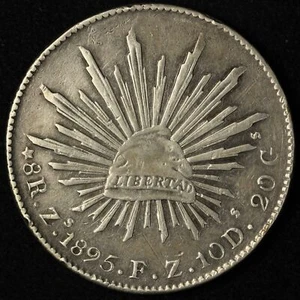 1895 Zs FZ Mexico First Republic 8 Reales - Free Shipping USA - Picture 1 of 3