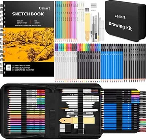 176PCS Art Supplies Sketching Kit with 100 Sheets 3-Color Sketch Book, Graphite - Picture 1 of 7