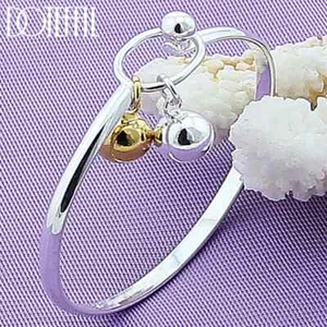 DOTEFFIL 925 Sterlingsilber Glatt Doppelperlen Armreif Armband Party Schmuck - Bild 1 von 6