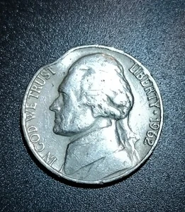 Rare - 1962 Jefferson Nickel No Mint Mark Rim Strike Error - Picture 1 of 2