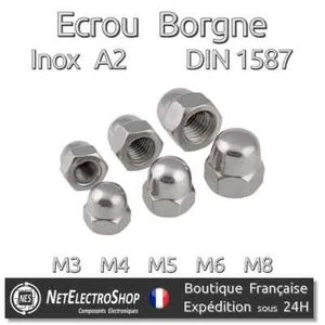 Ecrou Borgne Hexagonal, Inox A2, DIN 1587, M3 M4 M5 M6 M8, Lot 5 à 100pcs - Imagen 1 de 4