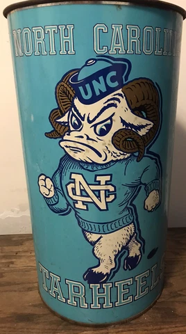 UNC Tar Heels Vintage Trash Can North Carolina 1970s Cover