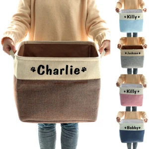 Large Dog Toys Storage Box Personalised Custom Pet Name Print Clothes Basket Bin - Picture 1 of 22