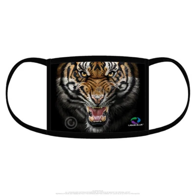 LIQUID BLUE FACE COVERING-MASK-TIGER FACE-DOUBLE LAYER- COTTON LINER - Image 1 of 2