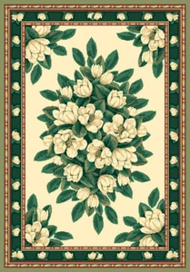 IVORY floral MAGNOLIA 6X8 area rug TRADITIONAL country : Approx 5' 3" x 7' 10" - Picture 1 of 1