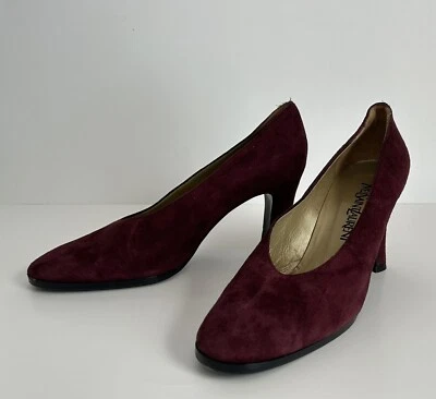 Zapatos de salón de tacón alto de gamuza granate sangre de buey Yves Saint Laurent de colección nuevos sin etiquetas talla 9,5 M Foto 1 de 4