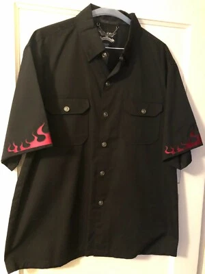 Camisa de salón cromada Eagle motociclista motociclista Harley bordada, calavera, llamas L Foto 1 de 4