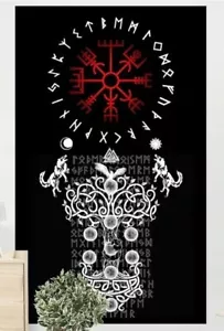 Die Wikinger alten skandinavischen nordischen Wandtuch Wand deko/Frau/Mann/Mode - Bild 1 von 1