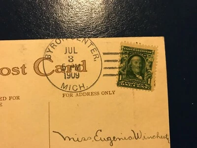Post stamps 1 C Benjamin Franklin Postcard Thinking of you, dated 1909 - Image 1 of 3