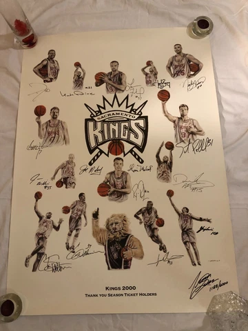 SACRAMENTO KINGS 2000 Season Ticket Holder 24"x33" Litho Poster Artist Signed Cover