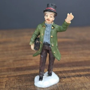 Grandeur Noel Victorian Village Man with Hat Figurine Arm Raised Christmas 2003 - Picture 1 of 11
