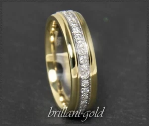 Diamant Memory Ring 0,62ct Brillanten Lupenrein & River, 585 Gelbgold & Weißgold - Bild 1 von 7