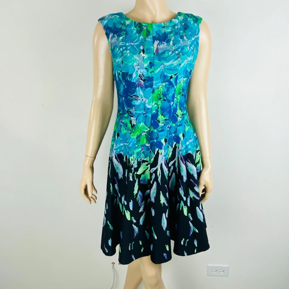 Dressbarn Fit Flare Dress Women's Size 4 Sleeveless Multicolor Abstract Floral - Image 1 of 4