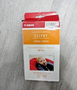 Canon RP-54, 4x6" Color Ink/Paper 54 Sheets for SELPHY CP820, CP910, CP1000 - Picture 1 of 2
