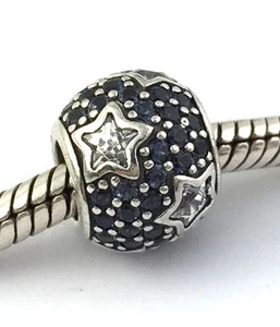 Autentico Charm PANDORA "Segui le stelle" Blu Mezzanotte 791382CZ Nuovo - Foto 1 di 2
