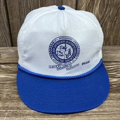 Boné Snapback União Forjadores de Ferro Vintage Construtores de Navios Ferreiros Azul Branco - Imagem 1 de 4