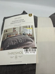 Threshold Cotton Linen Duvet Cover Set Full/ Queen Size Space Dyed Dark Gray - Picture 1 of 6