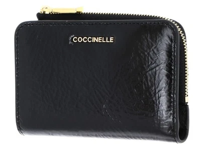 COCCINELLE porte-monnaie Metallic Shiny Wrinkled Wallet Noir - Photo 1/4
