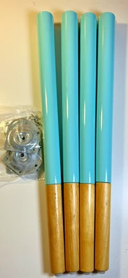 Patas de mesa altas de madera cónica verde azulado azul aguamarina con herrajes de montaje 21" Foto 1 de 4