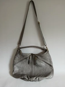 Banana Republic graue italienische Damen-Ledertasche Handtasche gebürstete Goldbeschläge - Bild 1 von 24