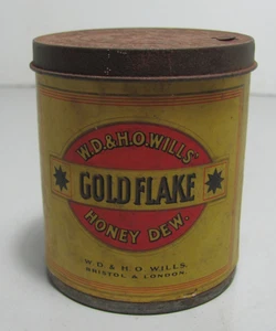 Vintage Honey Dew Gold Flake 50 Cigarettes Round Empty Tin Paper Label As Shown - Foto 1 di 10