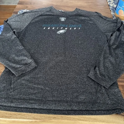 PARA HOMBRES Reebok NFL Equipment Philadelphia Eagles Camisa MANGA LARGA GRANDE L GRIS Foto 1 de 3