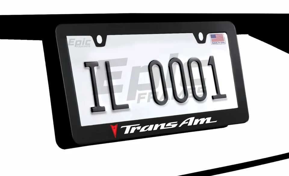 Marco de matrícula de metal premium negro con logotipo de Pontiac Trans Am Foto 1 de 3