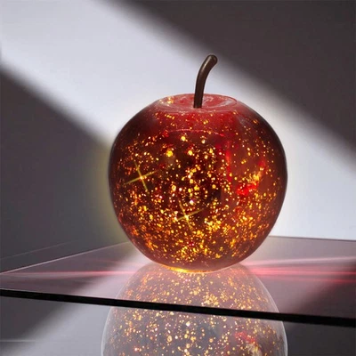 LED Bruch Glas Apfel 16 cm - metallic rot - Deko Frucht Tisch Leuchte Batterie - Bild 1 von 4