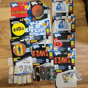 Vintage Tech Deck Lot Skateboard Parts Wheels Tools Stickers Cardboard - Picture 1 of 16