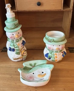 Schneemann 3-teiliges Waschbecken-Set... Holiday Cheer. Neu- Vintage - Bild 1 von 8