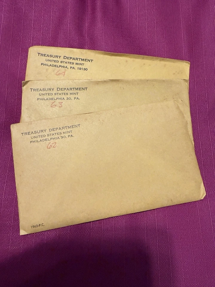 Set of 3 US Mint 1962, 1963,1964 UNOPENED Silver Coin Sets - Image 1 of 3