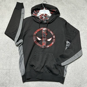 Marvel Deadpool Movie Logo Black/ Red Camo Hoodie Pullover Adult Medium See Pics - Picture 1 of 7