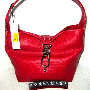 Dooney & Bourke Hobo-Tasche purpurrot Straußenleder Logo Schloss Neu mit Etikett $ 358 - Bild 1 von 7