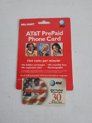 Tarjeta telefónica prepaga Walmart At&t de colección 2000 Y2k nostalgia pantalla de 30 minutos Foto 1 de 4