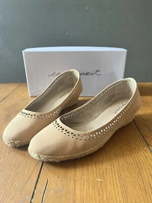 Easy Spirit Derely wedge pumps espadrilles leather natural tan sz 9 WIDE New   - Image 1 of 4