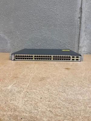 Cisco WS-C3750-48PS-E 48-Port 10/100Mbps Ethernet SFP Network Switch w Rack Ears - Image 1 of 4