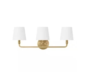 Hampton Bay Canterwood 24.88 in. 3-Light Brass Bathroom Vanity Light Fixture - Picture 1 of 9