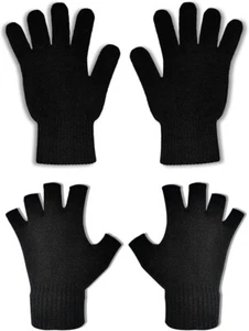 2 Pairs Winter Magic for Men Women Knit Gloves, Work Men, Fingerless Gloves for  - Picture 1 of 6