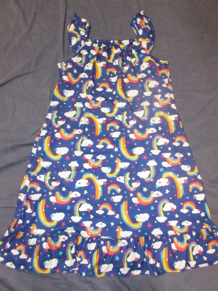 Girls Nightgown Pajamas by GYMBOEE - Sz 14 - Blue w/ RAINBOWS, CLOUDS & STARS - Image 1 of 2