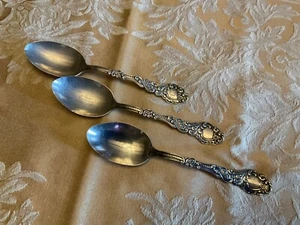MARIE ANTOINETTE by Gorham 1890 Sterling Set of 3 Teaspoons 6” Monograms & Flaws - Picture 1 of 5