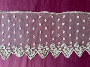 Magnificent Antique French Alencon Lace Edging 72cm by 14cm -Floral design - Picture 1 of 6