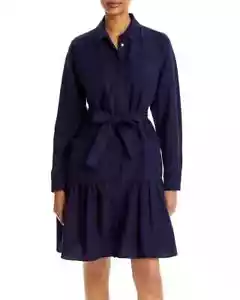 Kobi Halperin Nash Linen Blend Belted Shirt Dress Women's XXL Midnight Blue L/S~ - Picture 1 of 17