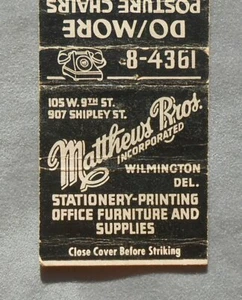 1940er Matthews Bros. Schreibwaren Druck Do/More Stühle Wilmington DE New Castle - Bild 1 von 1