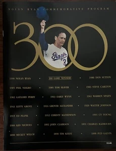 Nolan Ryan HOF Texas Rangers 300 WIN PROGRAM-front and back shown - Picture 1 of 2