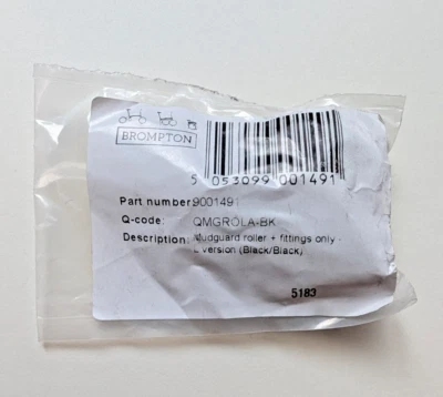 Brompton Mudguard Roller + Fittings Only - L Version Black - Image 1 of 2