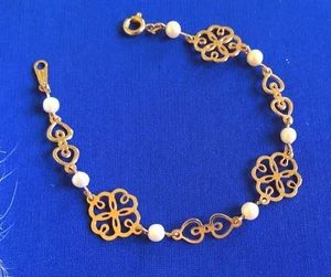 Bracciale vintage AVON placcato oro e perle - vintage gold plated Avon bracelet - Foto 1 di 2