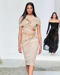 CHRISTOPHER ESBER Dress Sz 6 Sheer Wrapped Linked Dress. Peach BNWT RRP$3700 - Bild 1 von 17
