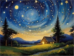 Tile Mural Starry Night Sky Kitchen Bathroom Wall Art Backsplash Marble Ceramic - Picture 1 of 16