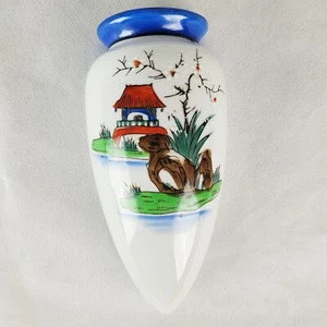 Gold Castle Chikusa Wall Pocket Vase Japan Asian Design Pagoda Scene VTG MCM - Picture 1 of 12