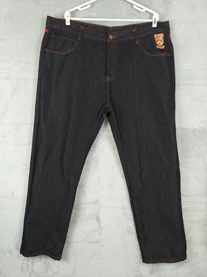 Jeans masculino Red Ape autêntico 44x31,5 jeans escuro bordado streetwear folgado - Imagem 1 de 4